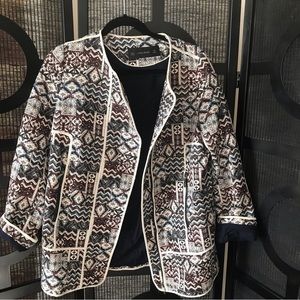 ZARA Basic Tapestry Aztec Print Blazer Jacket Size M